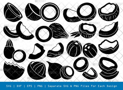 Cocunut Silhouette, Cocunut SVG, Food Svg, Coconut Drink Svg, Fruit Svg, Cocunut Bundle, SB00934 SVG ETC Craft 
