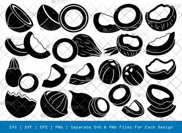 Cocunut Silhouette, Cocunut SVG, Food Svg, Coconut Drink Svg, Fruit Svg, Cocunut Bundle, SB00934 SVG ETC Craft 