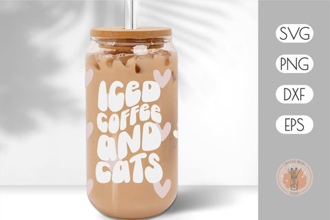 Coffee and Cats SVG Libbey Can Glass Wrap Beer Coffee 16 Oz SVG OrangeBrushStudio 
