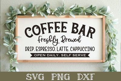 Coffee Bar Freshly Brewed - Kitchen Sign SVG SVG Shine Green Art 