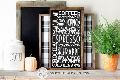 Coffee Bar Subway Sign SVG | Coffee Menu SVG | Farmhouse Kitchen Sign SVG | dxf and more SVG Diva Watts Designs 