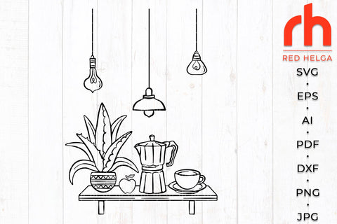 Coffee Bar SVG - Kitchen Decor Cut File SVG RedHelgaArt 