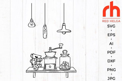 Coffee Bar SVG - Kitchen Decor Cut File SVG RedHelgaArt 
