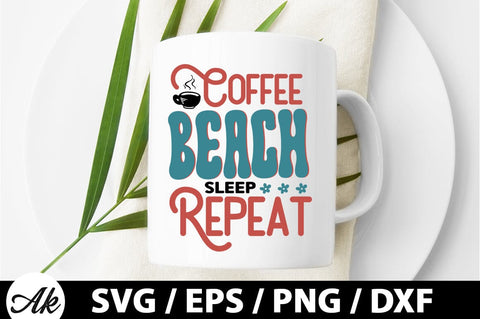Coffee beach sleep repeat Retro SVG SVG akazaddesign 