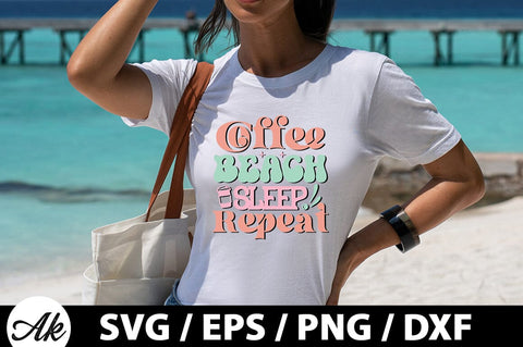 Coffee beach sleep repeat Retro SVG SVG akazaddesign 