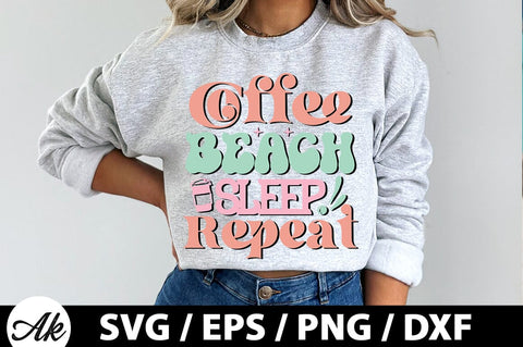 Coffee beach sleep repeat Retro SVG SVG akazaddesign 