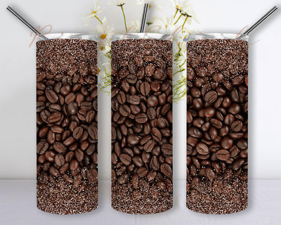 Coffee Bean 20 oz Skinny Sublimation Tumbler Designs Coffee Beans Tumbler Straight/Tapered Digital Download Sublimation PixelChick 