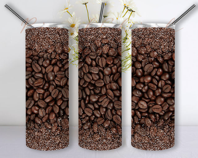 Coffee Bean 20 oz Skinny Sublimation Tumbler Designs Coffee Beans Tumbler Straight/Tapered Digital Download Sublimation PixelChick 