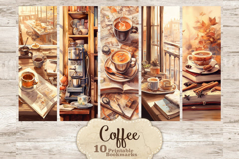 Coffee Bookmarks Printable | Collage Sheet SVG GlamArtZhanna 