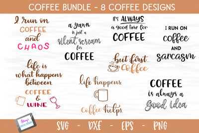 Coffee Bundle - 8 Coffee SVG files SVG Stacy's Digital Designs 