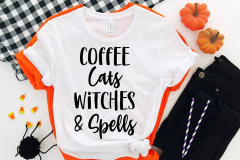 Coffee Cats Witches and Spells Halloween SVG SVG She Shed Craft Store 
