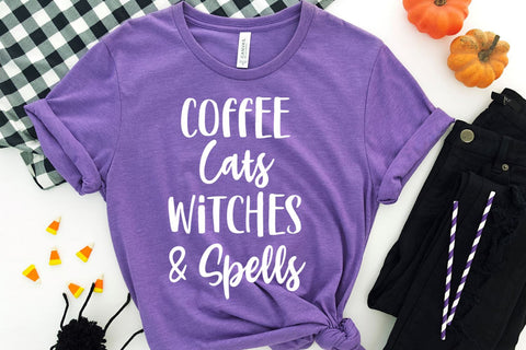 Coffee Cats Witches and Spells Halloween SVG SVG She Shed Craft Store 