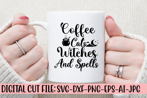 Coffee Cats Witches And Spells SVG Design SVG Syaman 