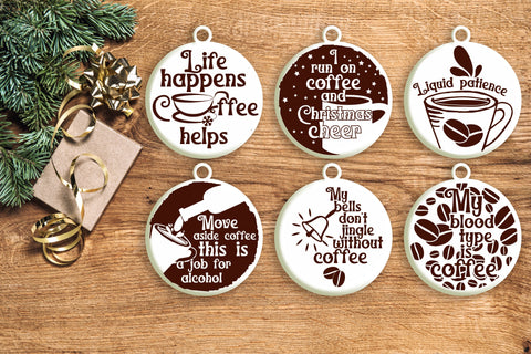 Coffee Christmas Ornament Svg Bundle. Round Christmas Ornaments Svg. Merry Christmas Svg. Coffee Mug Quotes, Sayings Phrases Dxf Eps Png Pdf SVG Mint And Beer Creations 