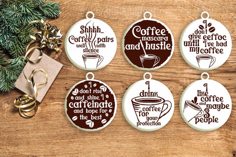 Coffee Christmas Ornament Svg Bundle. Round Christmas Ornaments Svg. Merry Christmas Svg. Coffee Mug Quotes, Sayings Phrases Dxf Eps Png Pdf SVG Mint And Beer Creations 