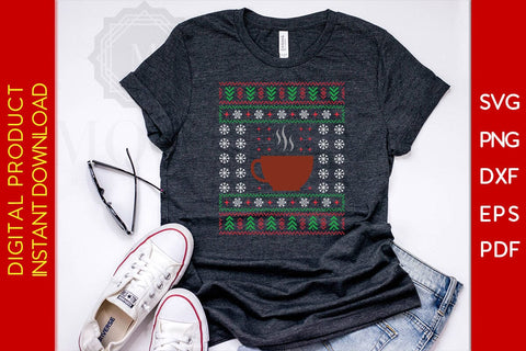Coffee Christmas Ugly Sweater Design SVG PNG EPS Cut File SVG Creativedesigntee 