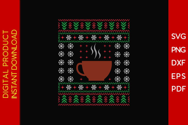 Coffee Christmas Ugly Sweater Design SVG PNG EPS Cut File SVG Creativedesigntee 