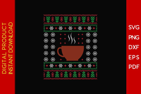 Coffee Christmas Ugly Sweater Design SVG PNG EPS Cut File SVG Creativedesigntee 