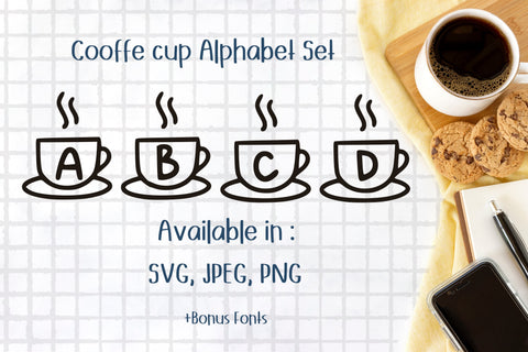 Coffee Cup Alphabet Set SVG SVG Aisyah 