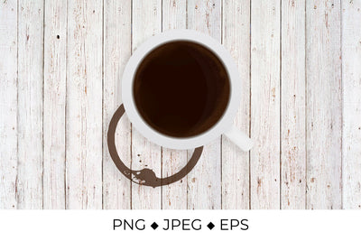 Coffee cup and coffee ring stain top view Sublimation LaBelezoka 