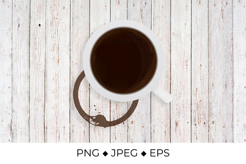 Coffee cup and coffee ring stain top view Sublimation LaBelezoka 