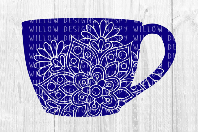 Coffee Cup Floral Mandala SVG Wispy Willow Designs 