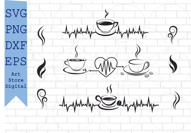 Coffee Cup Hearbeat Svg, Coffee Cup Svg Bundle Files SVG Artstoredigital 