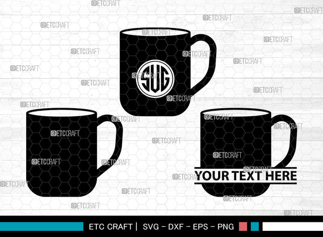Coffee Cup Icons Monogram, Coffee Cup Svg, Coffee Mug Svg, Coffee Cups, Tea Cup, Coffee Cup Monogram, Icon Monogram, Svg Cut File, Dxf, Eps, Png, SVG ETC Craft 
