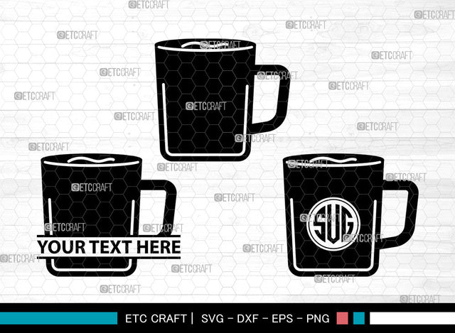 Coffee Cup Icons Monogram, Coffee Cup Svg, Coffee Mug Svg, Coffee Cups, Tea Cup, Coffee Cup Monogram, Icon Monogram, Svg Cut File, Dxf, Eps, Png, SVG ETC Craft 