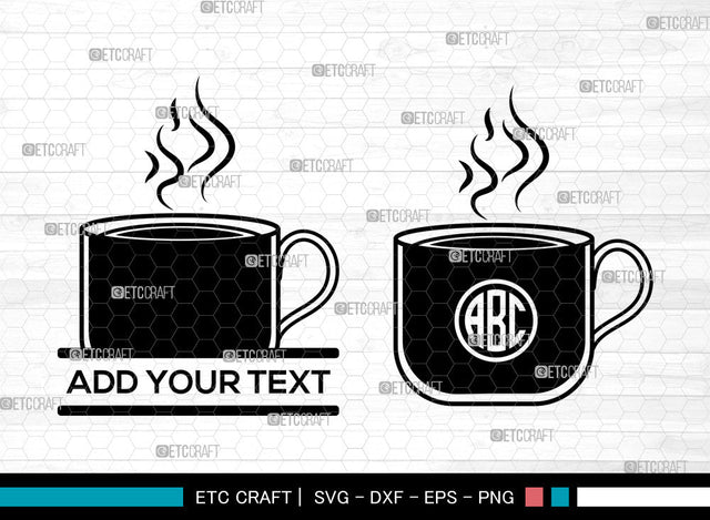 Coffee Cup Monogram SVG, Circle Monogram Svg, Coffee Mug Svg, Coffee Mug Icon Svg, Hot Coffee Svg, Coffee Svg, Coffee Cup SVG ETC Craft 