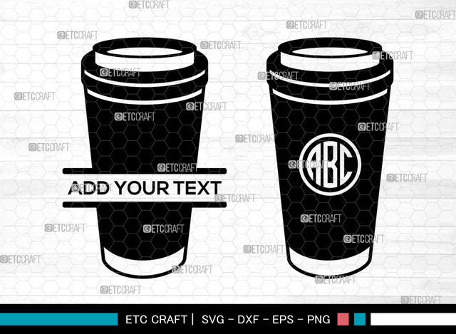 Coffee Cup Monogram SVG, Circle Monogram Svg, Coffee Mug Svg, Coffee Mug Icon Svg, Hot Coffee Svg, Coffee Svg, Coffee Cup SVG ETC Craft 