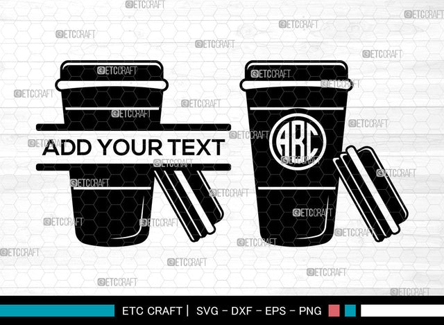 Coffee Cup Monogram SVG, Circle Monogram Svg, Coffee Mug Svg, Coffee Mug Icon Svg, Hot Coffee Svg, Coffee Svg, Coffee Cup SVG ETC Craft 