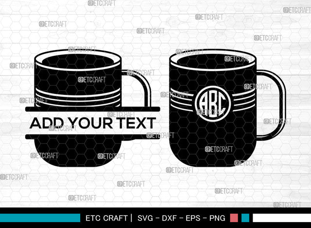 Coffee Cup Monogram SVG, Circle Monogram Svg, Coffee Mug Svg, Coffee Mug Icon Svg, Hot Coffee Svg, Coffee Svg, Coffee Cup SVG ETC Craft 