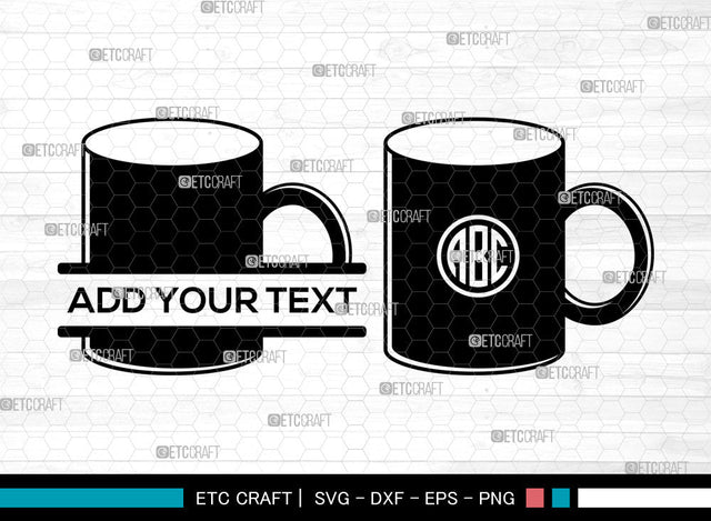 Coffee Cup Monogram SVG, Circle Monogram Svg, Coffee Mug Svg, Coffee Mug Icon Svg, Hot Coffee Svg, Coffee Svg, Coffee Cup SVG ETC Craft 