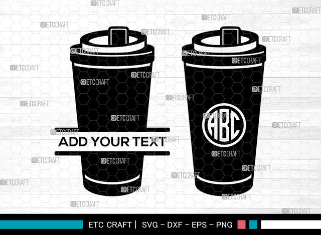 Coffee Cup Monogram SVG, Circle Monogram Svg, Coffee Mug Svg, Coffee Mug Icon Svg, Hot Coffee Svg, Coffee Svg, Coffee Cup SVG ETC Craft 