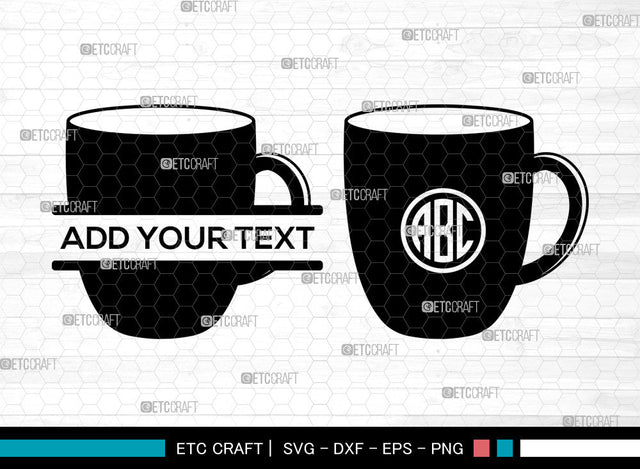 Coffee Cup Monogram SVG, Circle Monogram Svg, Coffee Mug Svg, Coffee Mug Icon Svg, Hot Coffee Svg, Coffee Svg, Coffee Cup SVG ETC Craft 