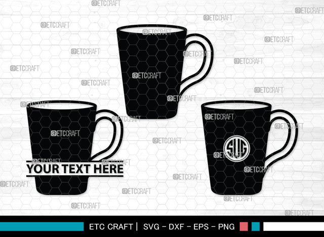 Coffee Cup Monogram SVG | Coffee Mug Svg | Coffee Svg | Hot Coffee Svg | Coffee Cup Monogram SVG ETC Craft 