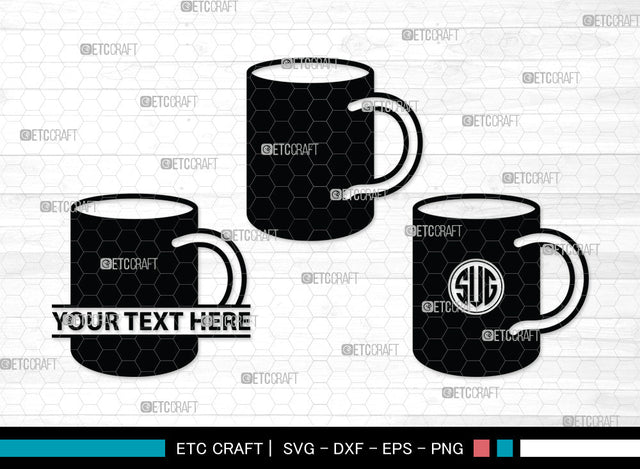Coffee Cup Monogram SVG | Coffee Mug Svg | Coffee Svg | Hot Coffee Svg | Coffee Cup Monogram SVG ETC Craft 