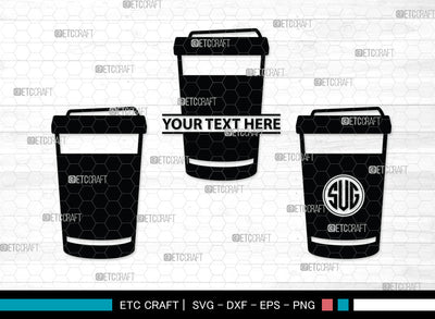 Coffee Cup Monogram SVG | Coffee Mug Svg | Coffee Svg | Hot Coffee Svg | Coffee Cup Monogram SVG ETC Craft 