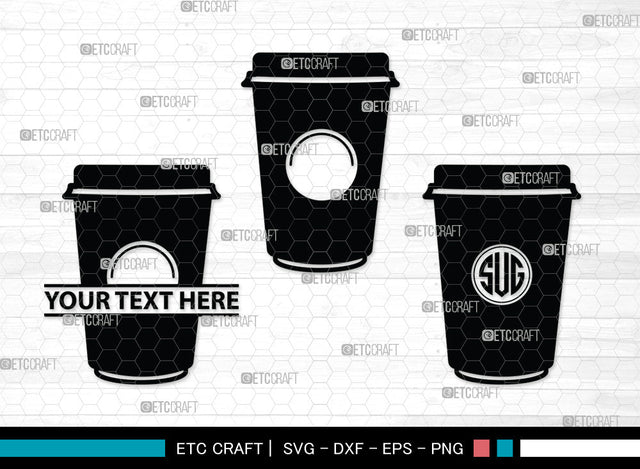 Coffee Cup Monogram SVG | Coffee Mug Svg | Coffee Svg | Hot Coffee Svg | Coffee Cup Monogram SVG ETC Craft 