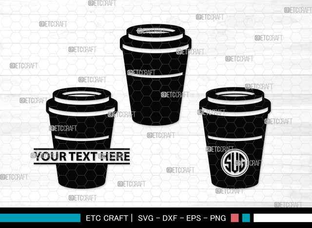 Coffee Cup Monogram SVG | Coffee Mug Svg | Coffee Svg | Hot Coffee Svg | Coffee Cup Monogram SVG ETC Craft 
