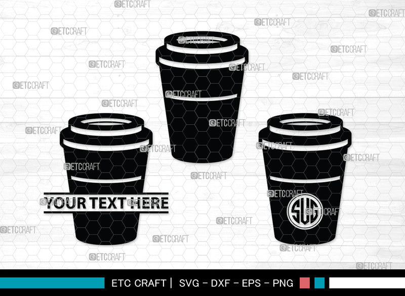 Coffee Cup Monogram SVG | Coffee Mug Svg | Coffee Svg | Hot Coffee Svg | Coffee Cup Monogram SVG ETC Craft 