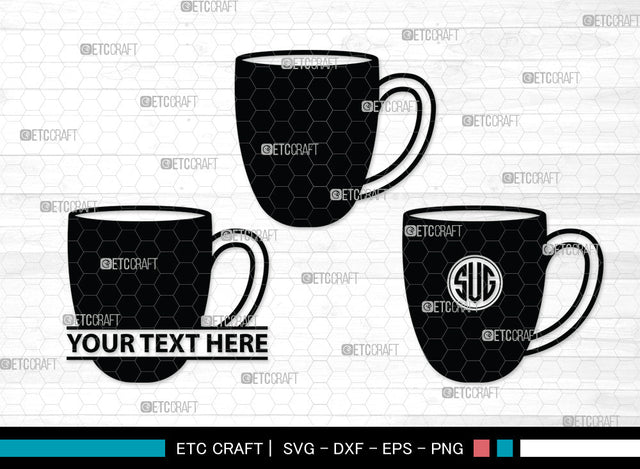 Coffee Cup Monogram SVG | Coffee Mug Svg | Coffee Svg | Hot Coffee Svg | Coffee Cup Monogram SVG ETC Craft 