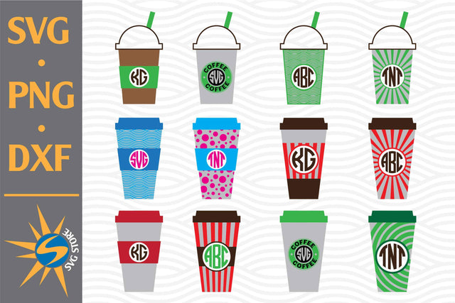 Coffee Cup Monogram SVG, PNG, DXF Digital Files Include SVG SVGStoreShop 