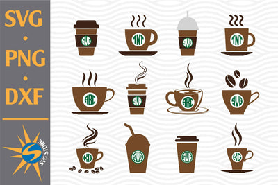 Coffee Cup Monogram SVG, PNG, DXF Digital Files Include SVG SVGStoreShop 