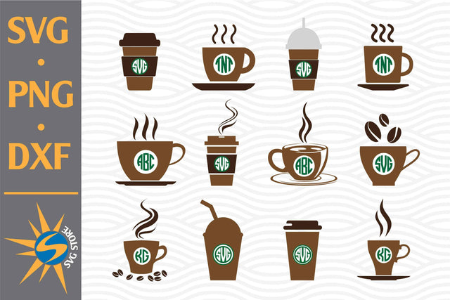 Coffee Cup Monogram SVG, PNG, DXF Digital Files Include SVG SVGStoreShop 