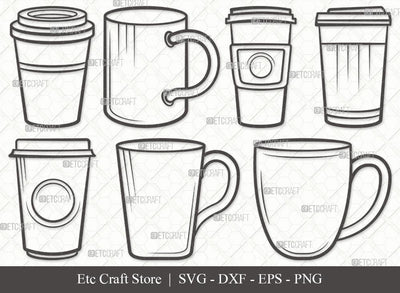 Coffee Cup Outline SVG Cut File | Coffee Mug Svg | Coffee Svg | Hot Coffee Svg | Coffee Cup Svg Bundle SVG ETC Craft 