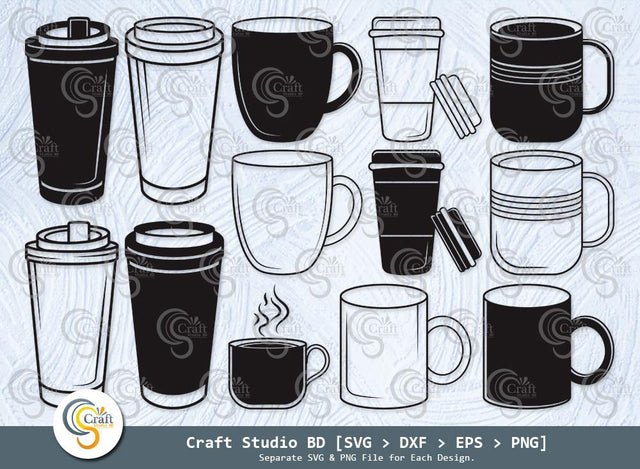 Coffee Cup Silhouette, Coffee Cup SVG, Coffee Mug Svg, Coffee Mug Icon Svg, Hot Coffee Svg, Coffee Svg, Coffee Cup Bundle SVG ETC Craft 