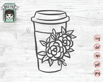 Coffee Cup With Flowers SVG Cut File SVG Wild Pilot 