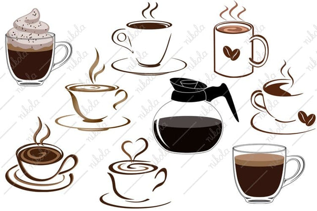 Coffee Cups Set Clipart PNG SVG EPS PDF SVG nikola 